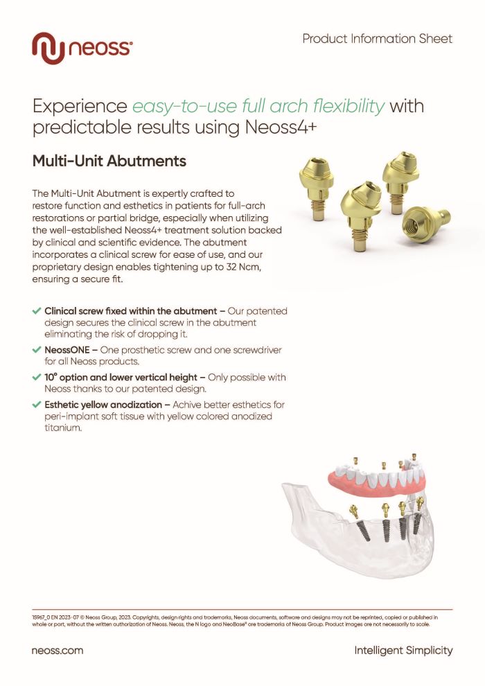 Multi-Unit Abutments product sheet