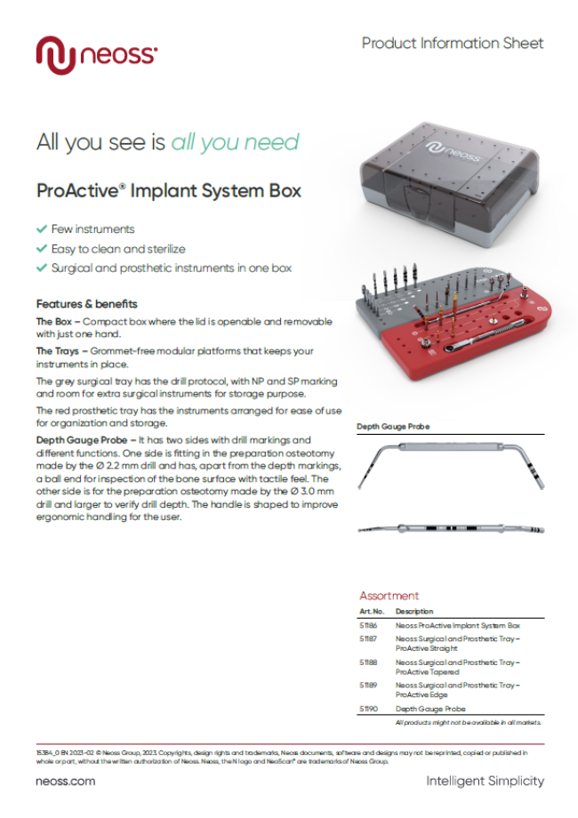 ProActive System Implant Box product sheet